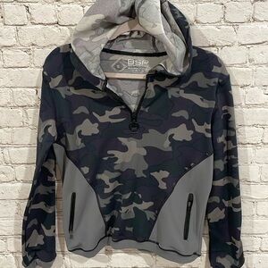 Women's Gray Camo Quarter-Zip Hoodie